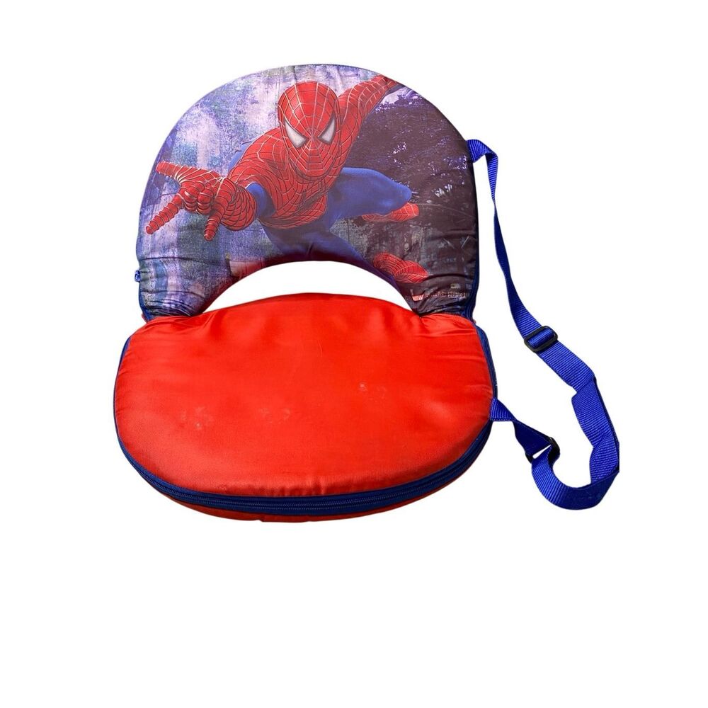 Marvel Spider-Man Kids Foldable Bleacher Chair Stadium Seat Red Blue Cushion